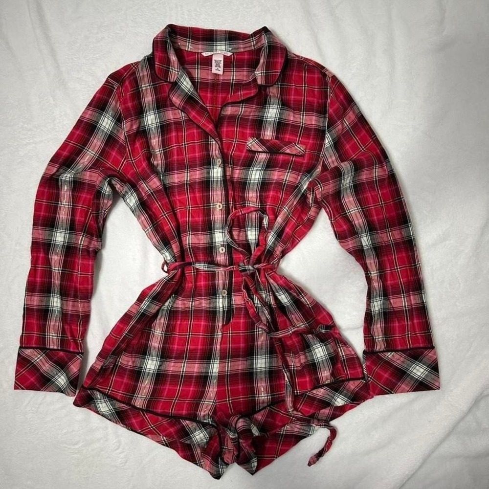Red and white Victoria's Secret pajama Women's Size M